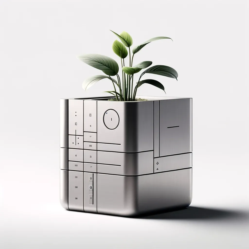 Early AI mockup of the Plant Radio planter concept